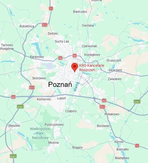 Na zdjeciu widać miejsce w którym się znajdują odszkodowania poznań