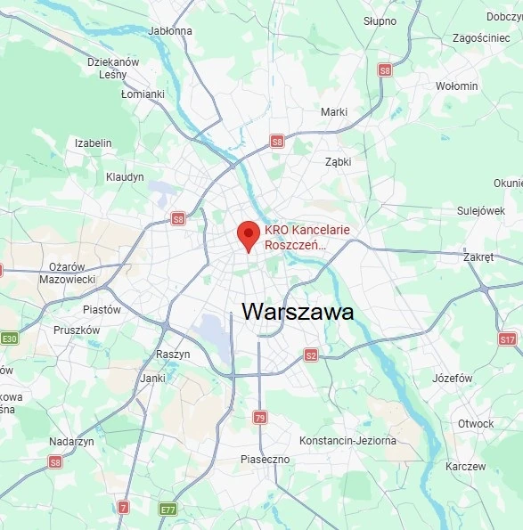 Na zdjęciu widać mapę na której zaznaczono lokalizację firmy odszkodowania warszawa